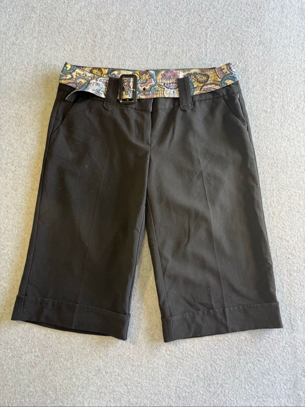 vintage Y2K Charlotte Russe paisley black Bermuda shorts Capris 7